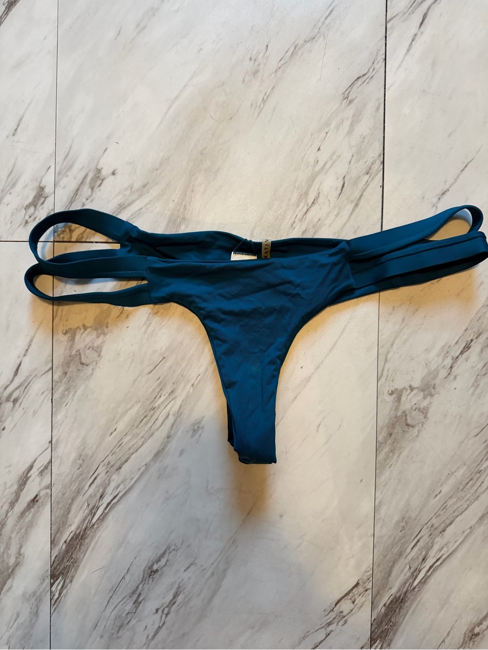 Vitamin A Teal Double-Strap Thong Swim Bottom